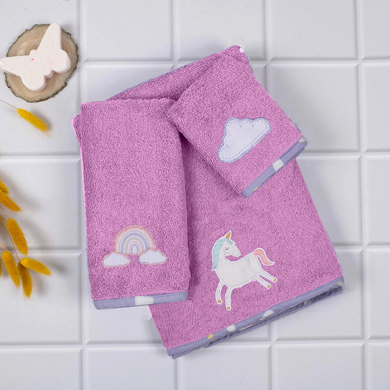 Bath Towels Kids Towel Sets Rangoli Kids Unicorn Printed Cotton