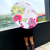 Watercolour Flowers, Chinese Canopy Style Rain and All season Umbrella
