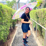 Watercolour Flowers, Chinese Canopy Style Rain and All season Umbrella