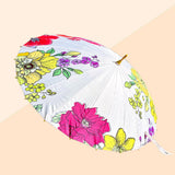 Watercolour Flowers, Chinese Canopy Style Rain and All season Umbrella