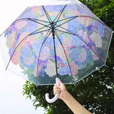 White Hydrangea Bunch Floral Print Translucent All-season Umbrella for Kids & Adults