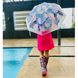 White Hydrangea Bunch Floral Print Translucent All-season Umbrella for Kids & Adults