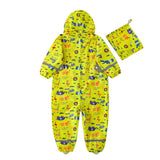 Yellow Safari Kingdom Theme All Over Jumpsuit / Playsuit Raincoat for Kids