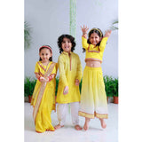 Lemon Floral Applique Bandhgala and Kurta Set
