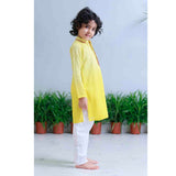 Lemon Floral Applique Bandhgala and Kurta Set