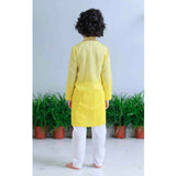 Lemon Floral Applique Bandhgala and Kurta Set