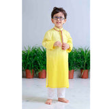 Lemon Floral Applique Bandhgala and Kurta Set