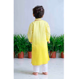 Lemon Floral Applique Bandhgala and Kurta Set