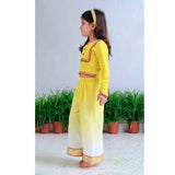 Midnight Gold Applique Sharara Jacket Set