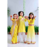 Lemon Floral Applique Bandhgala and Kurta Set