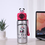Silver Pink 3d Panda Stainless Steel Kids Water Bottle, 550ml