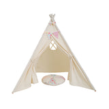 Cream, Pretend Play Tee Pee with Matching Bunting and Cushion