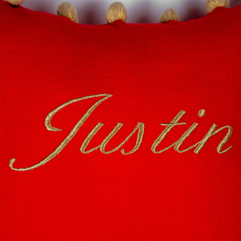 Christmas Pom Pom Pillow (Red)