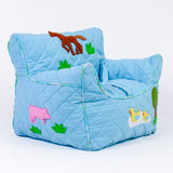 Farm Animal Quilted Blue - BeanChair Cover (Small)