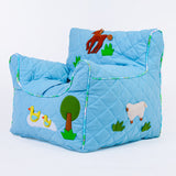 Farm Animal Quilted Blue - BeanChair Cover (Small)