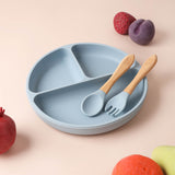 Silicone Plate & Cutlery Set- Sky Blue