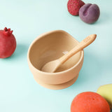 Silicone Bowl & Spoon Set- Cream