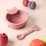 Baby Bear Silicone Bowl & Spoon Set- Pink