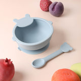 Baby Bear Silicone Bowl & Spoon Set- Sky Blue