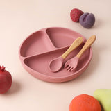 Silicone Plate & Cutlery Set- Pink