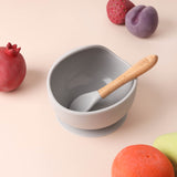 Silicone Bowl & Spoon Set- Grey