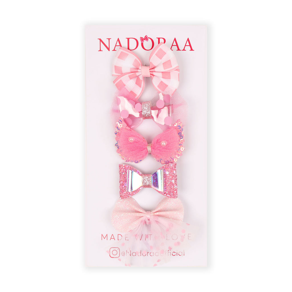 Nadoraa Rosy Blush Hairclips - Pack Of 5