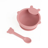 Baby Bear Silicone Bowl & Spoon Set- Pink