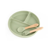 Silicone Plate & Cutlery Set- Green
