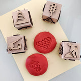 Construction Theme Wooden Play-Dough Stamp Cube for Kids
