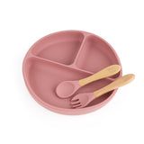 Silicone Plate & Cutlery Set- Pink