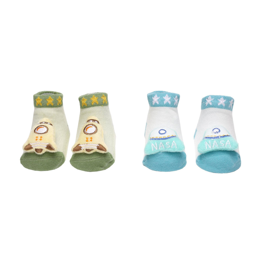 Baby Astronaut Green & Blue 3D Socks- 2 Pack
