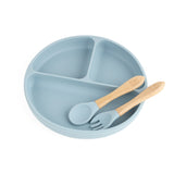 Silicone Plate & Cutlery Set- Sky Blue