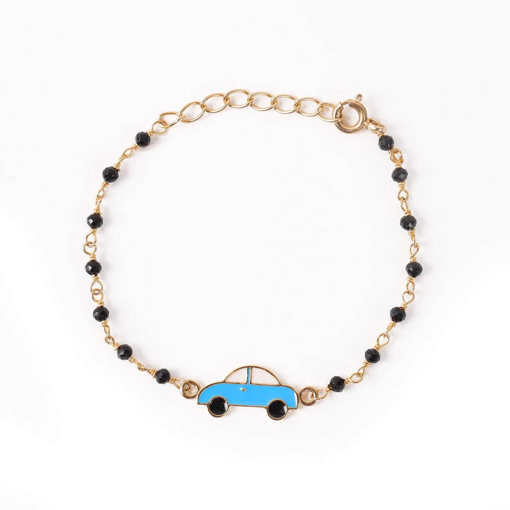 Aigner IDALIA A logo bracelet for women gold with black beads