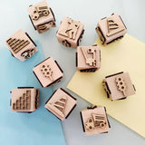 Construction Theme Wooden Play-Dough Stamp Cube for Kids
