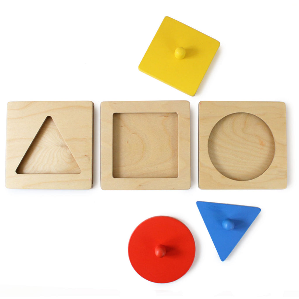 Montessori Wooden Shapes Peg Puzzle - set of 3 (1 to 2 years)