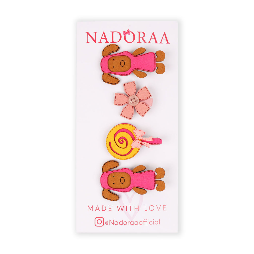 Nadoraa Mary's Little Lamb Dark Pink Clip Set - Pack Of 4