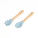 Silicone Plate & Cutlery Set- Sky Blue