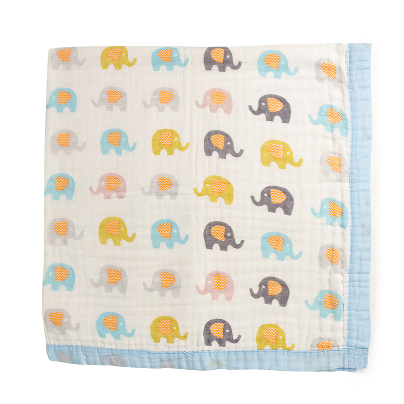 Baby Elephants Quilted Muslin Blanket