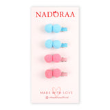 Nadoraa Blue and Pink Pom Pom Clip Set