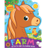 Farm Activity and Colouring Book- Die Cut Animal Shaped Book