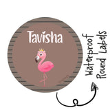 Round Waterproof Labels -Flamingo stripes