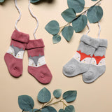 Foxy Baby Hi fold Socks - Red & Grey
