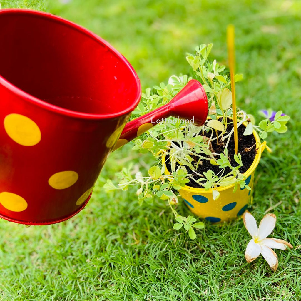 Gardening Tools for Kids - 2 Wooden Tools with a Mini Water Sprinkler can