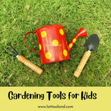 Gardening Tools for Kids - 2 Wooden Tools with a Mini Water Sprinkler can