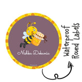 Round Waterproof Labels -Honey Bee