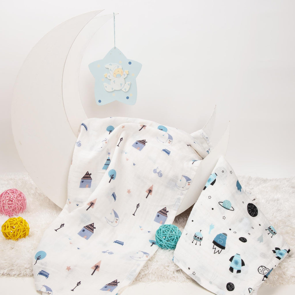 Midnight Space Explorer Muslin Swaddles - 2 pack