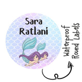 Round Waterproof Labels - Mermaid