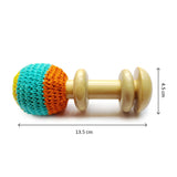 Wooden Non-Toxic Crochet Shaker Rattle Toy - ORANGE