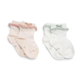 Pink and Green Bow Socks - 2 pack