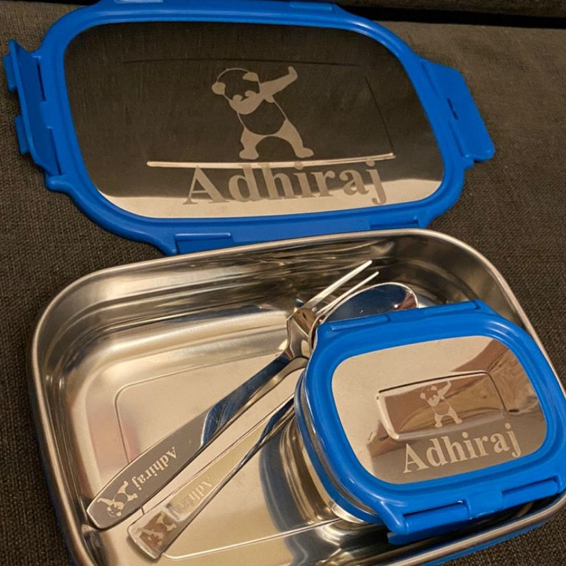 Personalised Tiffin Box and Cutlery set